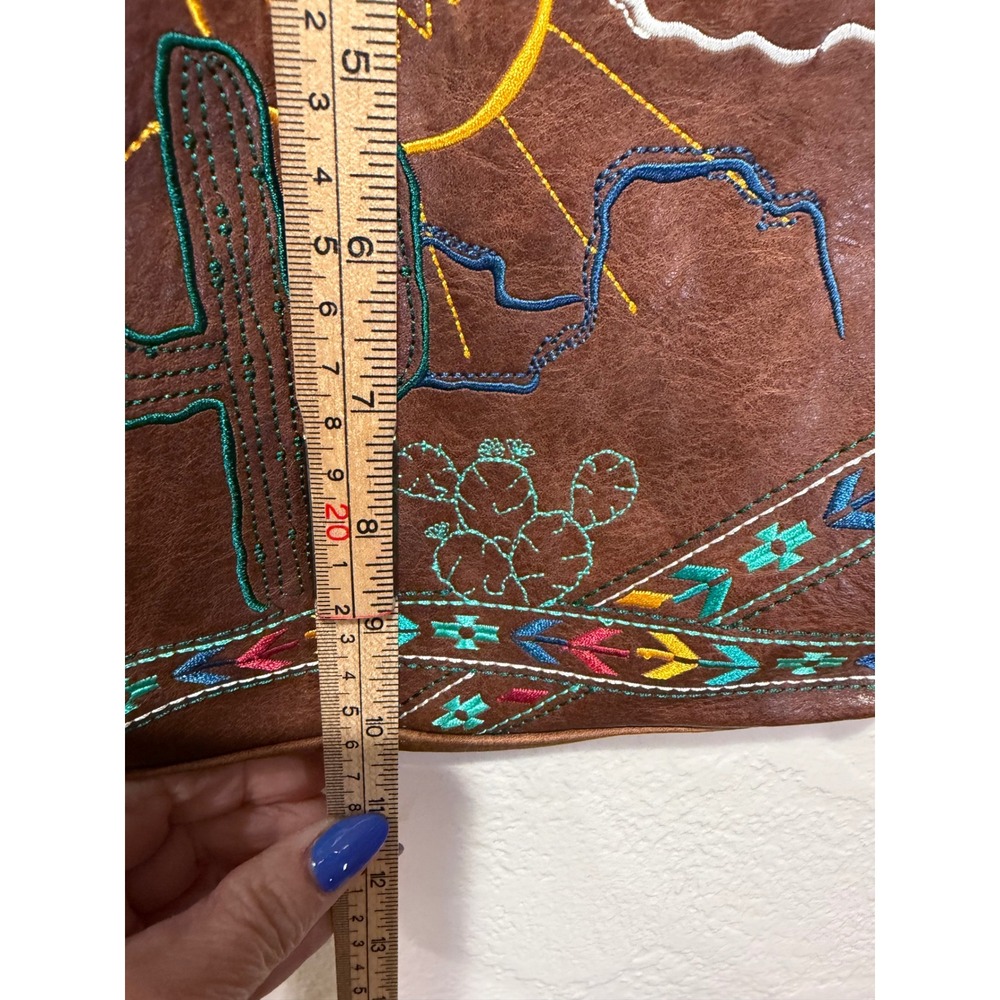 NWT catchfly Southwestern Embroidered Leather Crossbody Bag Brown Desert Boho - Picture 7 of 14